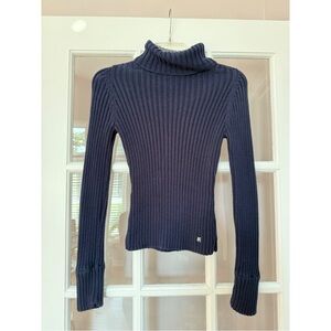 American Eagle Navy Blue Ribbed Turtle Neck Sweater